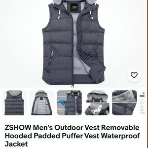 Zshow NWOT Men Quilted Removable Hood XXL Pockets Zipp Up High Low Hooded Gray